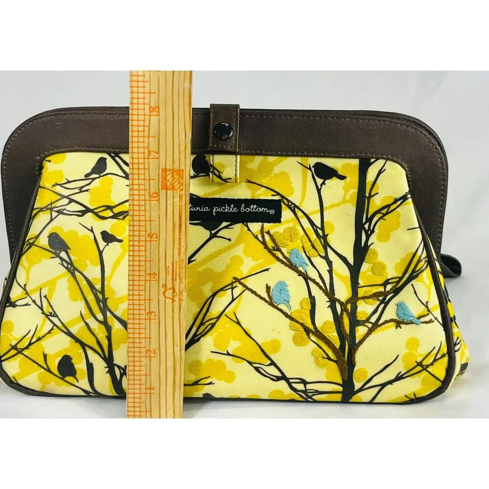 Petunia Pickle Bottom Diaper Bag Wristlet Yellow Birds Changing Pad Water Resist